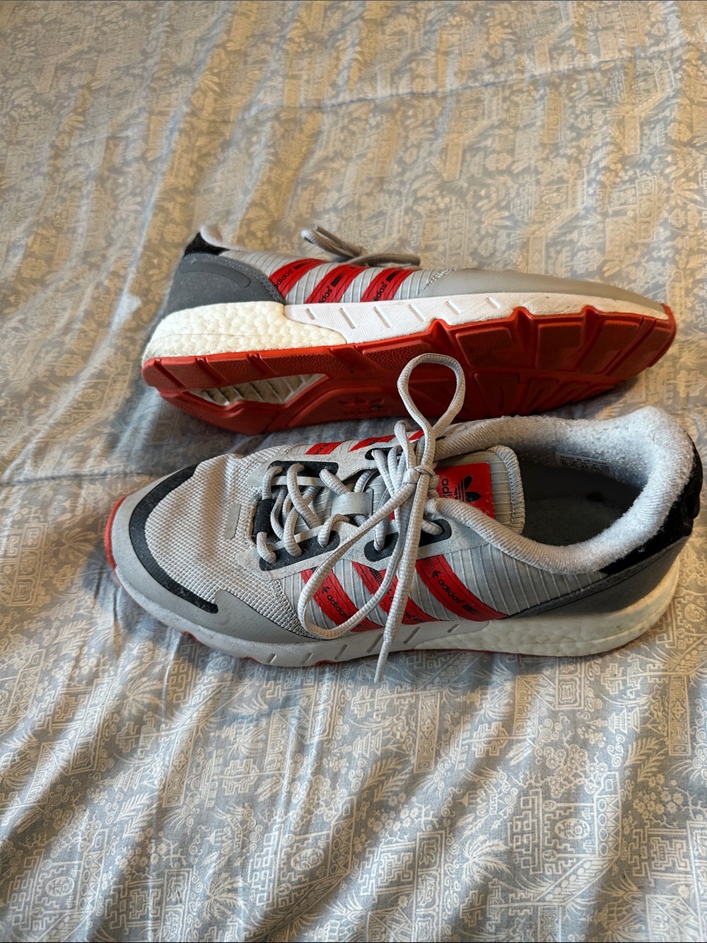 adidas Gray and Red Men's Athletic Sneakers